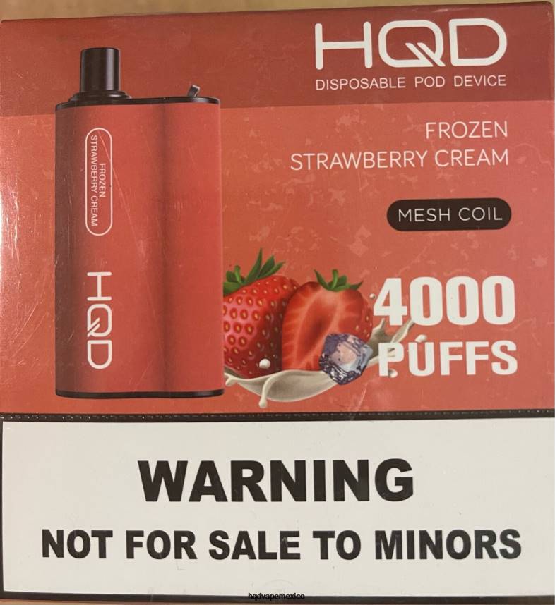 HQD BOX 4000 bocanadas crema de fresa congelada 2RTN80 - HQD Mexico
