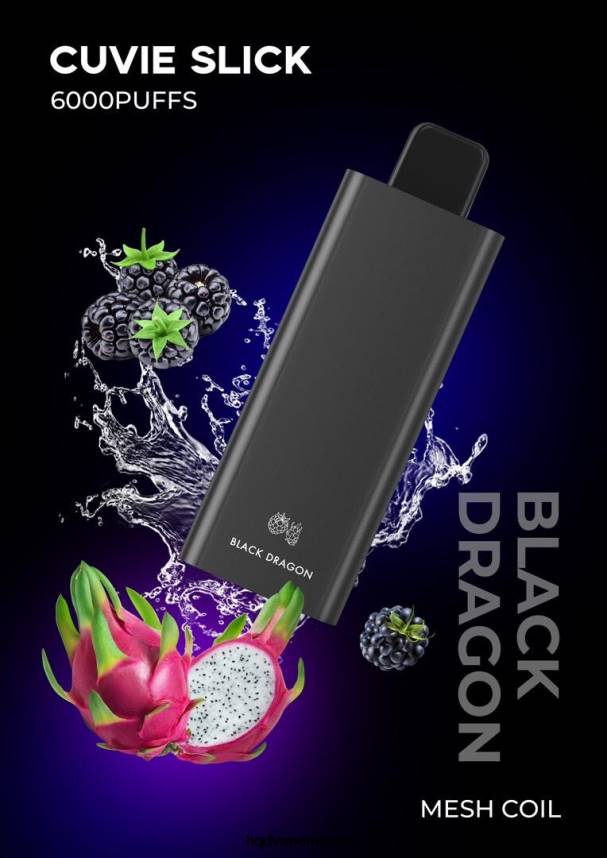 HQD CUVIE SLICK 6000 bocanadas dragón negro resbaladizo 2RTN31 - HQD Vape México